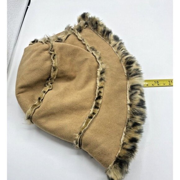VTG Fair Weather Fairweather Animal Print Faux Fur Hat Size M 57 CM Mob Wife - Picture 11 of 14